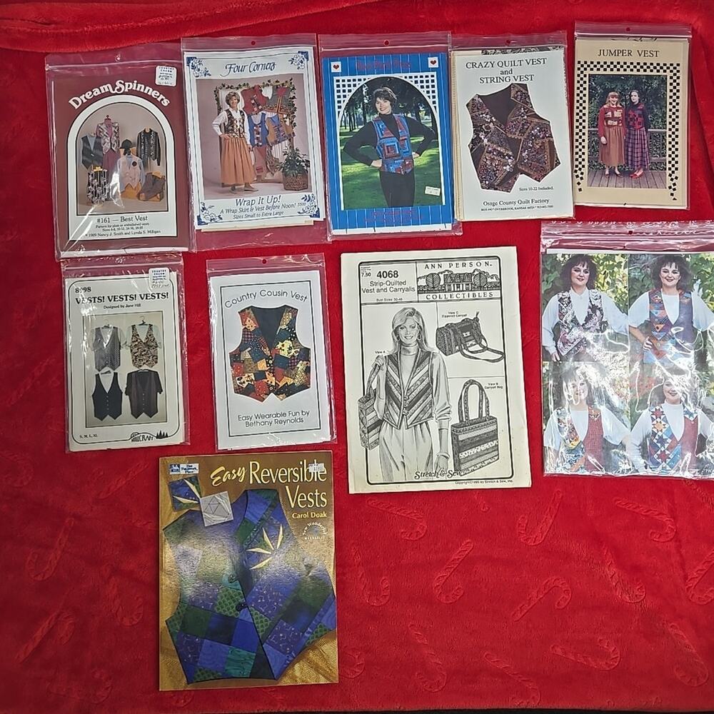Lot of 10 Quilting Vest Patterns Skirt Jumper Patchwork Vintage 80s 90s